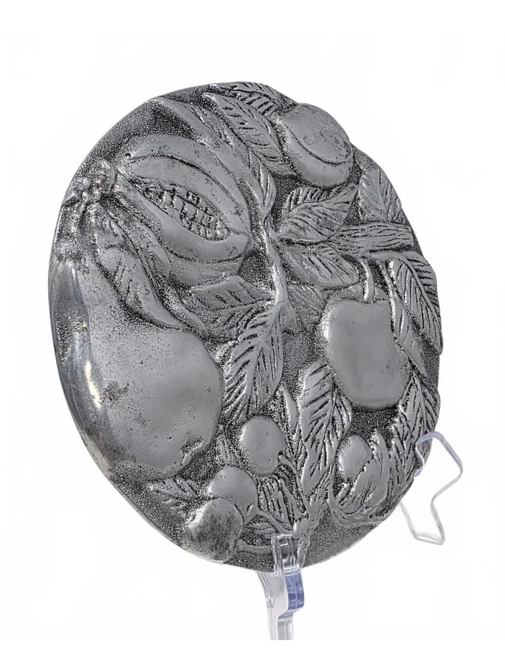 Vintage Cast Aluminum Fruit Trivet Raised Relief Kitchen Hot Plate